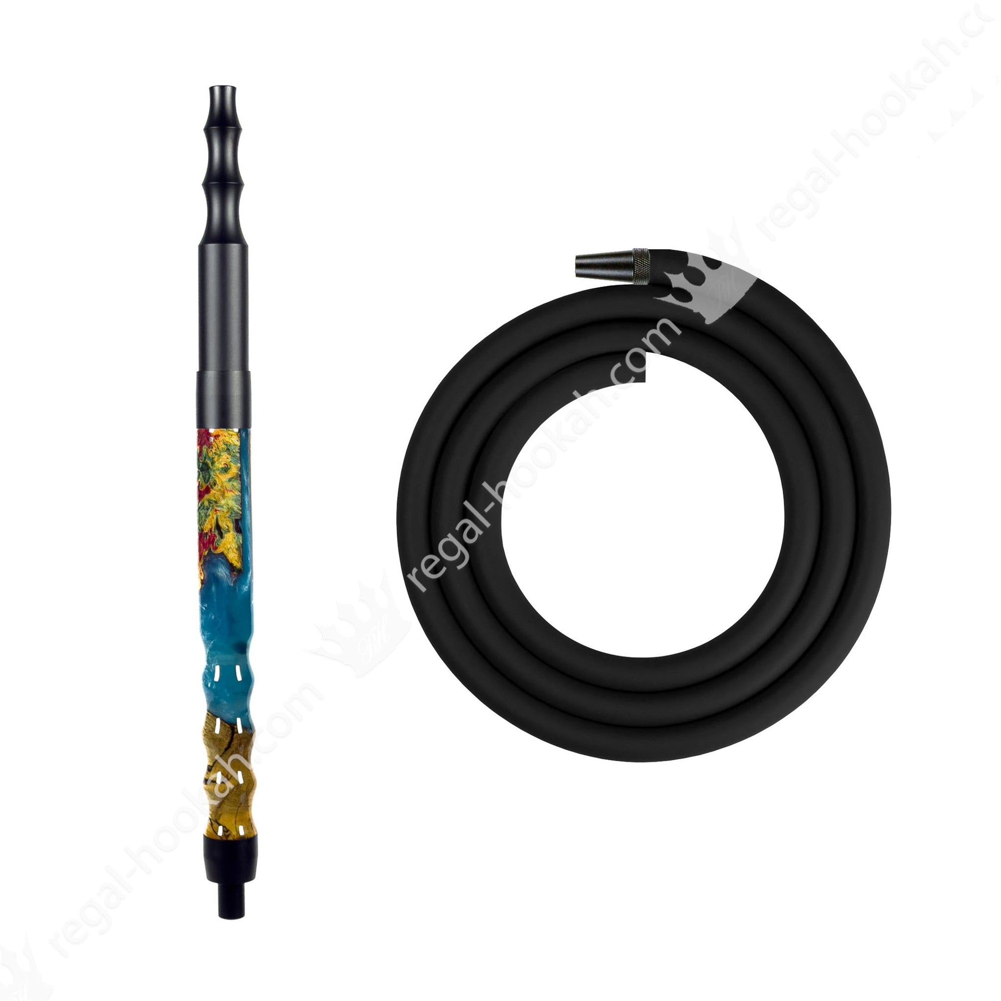 Regal Hookah Hose Kit Epoxy Blue Color Wood by Regal Hookah | Premium Hookah Made in USA