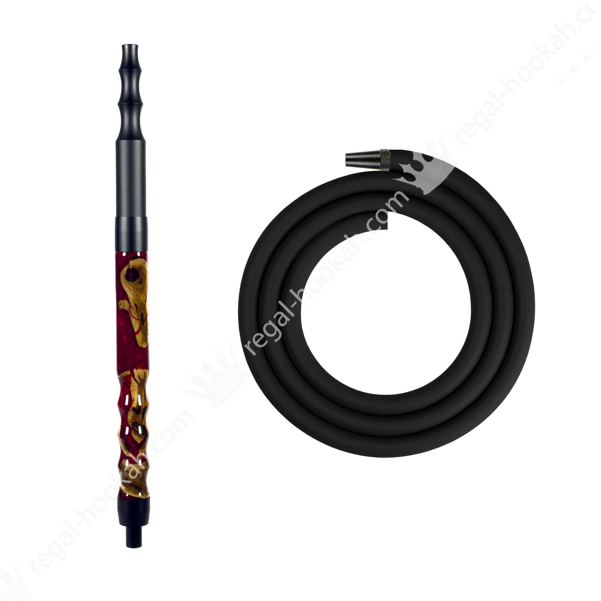 Regal Hookah Hose Kit Epoxy Red Wood by Regal Hookah | Premium Hookah Made in USA