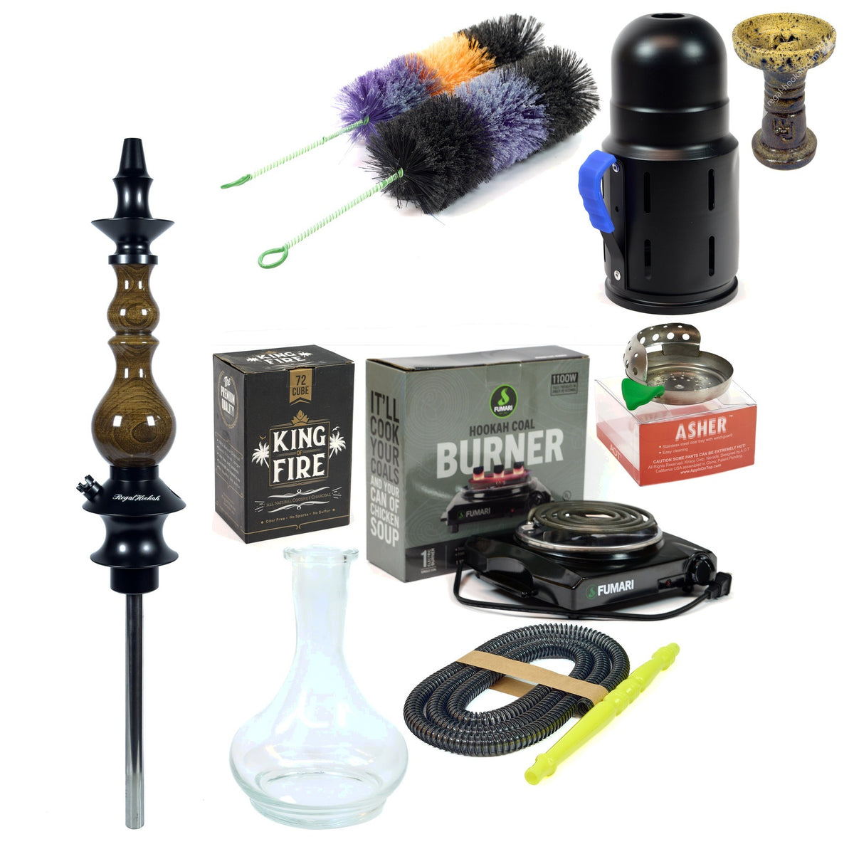 Hookah Luxury Set Regal Hookah Bishop Brown Wood
